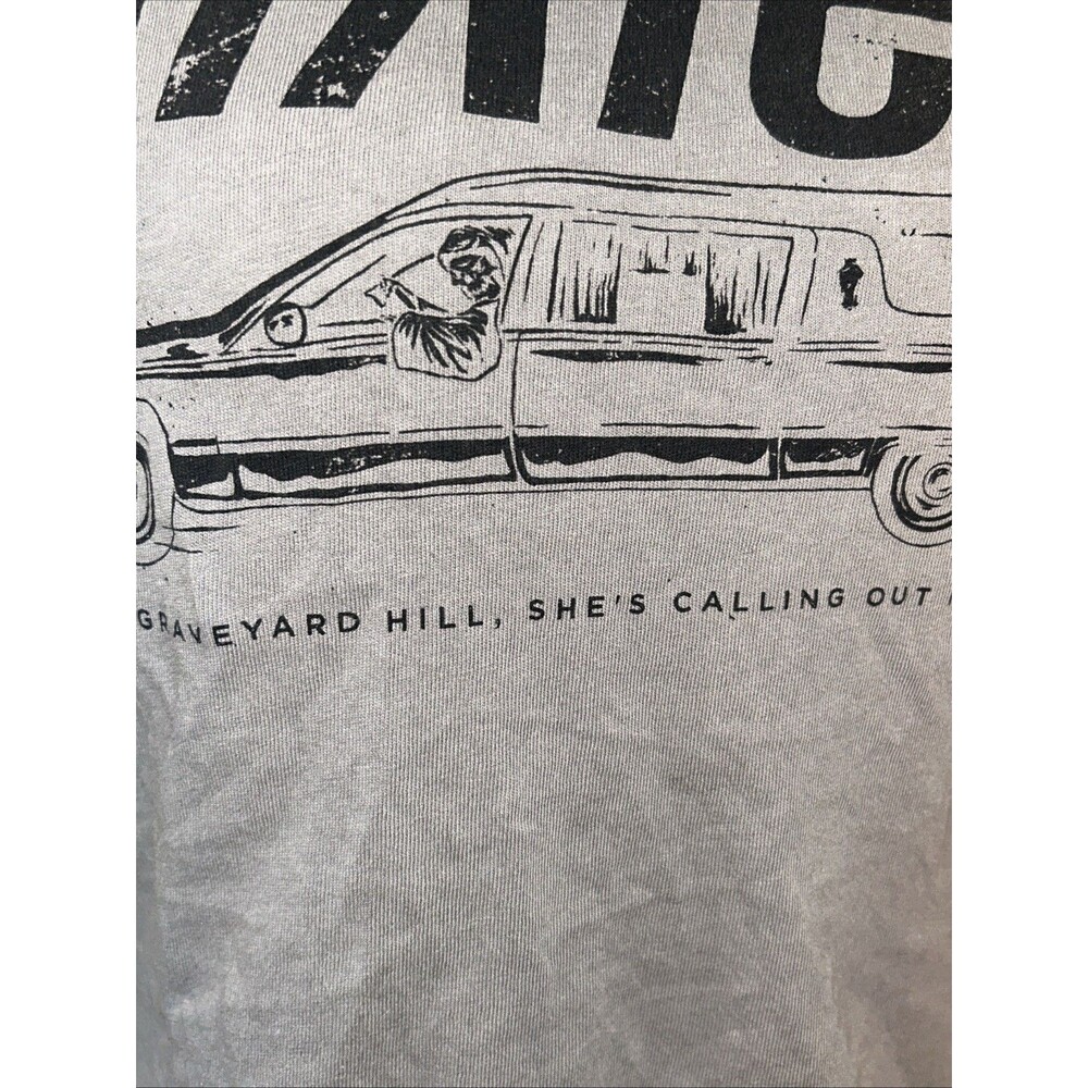 HM Divided Pixies On Graveyard Hill Cropped Graphic T-Shirt Grey Crop Tee Size M